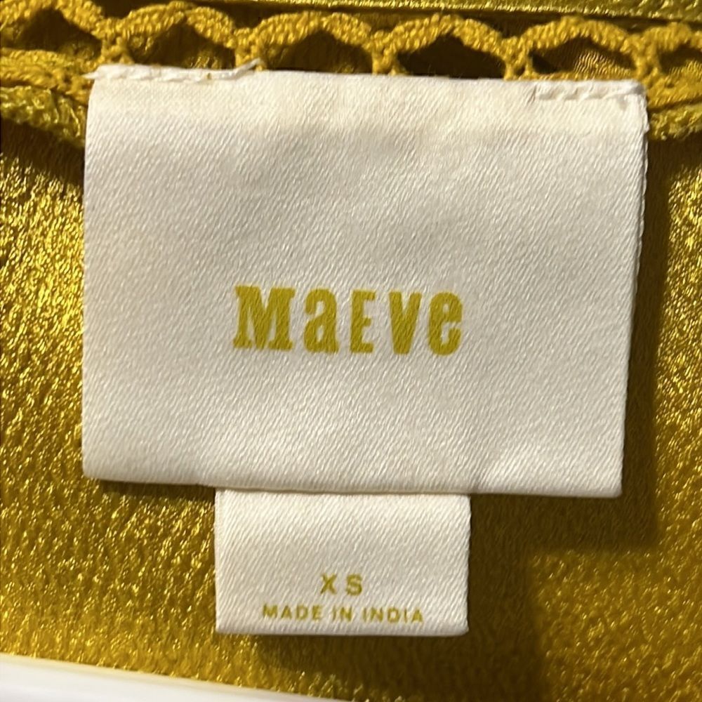 Maeve Mini Dress Women's XS Yellow Gold Pleated Verdet Swing Anthropologie - Picture 8 of 10